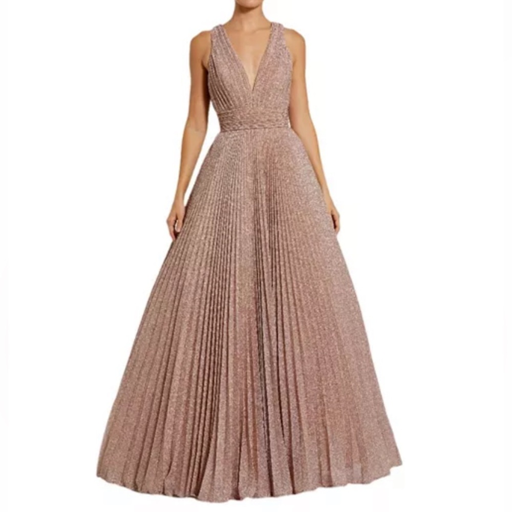 Mac Duggal Sparkling Rose Gold Evening Gown